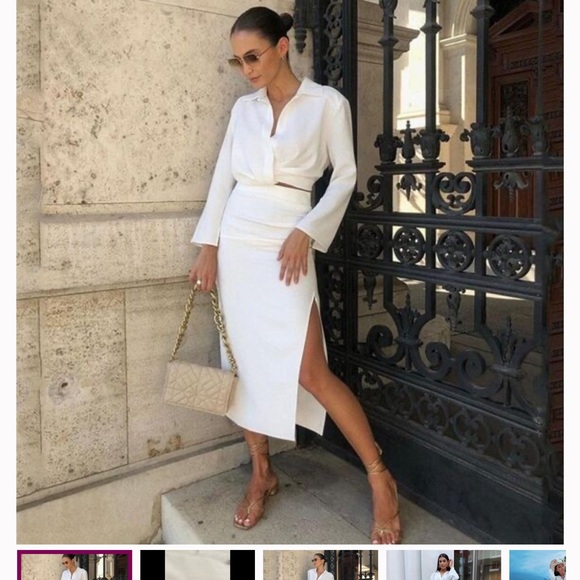 Zara White Draped Pencil Skirt Size Medium, NWT - Picture 4 of 11